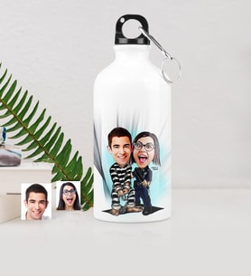 BK Gift Kişiye Özel Sevgili Çift Karikatürlü Metal Suluk 500 Ml 7