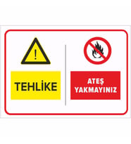 MIGNATIS - Tehlike Ateş Yakmayınız Levhası - Sac Malzeme 35x50cm