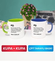 İkili Çiftlere Özel Eş Kupa Bardak Yeşil Lacivert