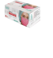 SOLY CARE PEMBE 3 KATLI TELLİ FULL ULTRASONİK CERRAHİ MASKE 50 ADET