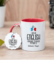 İngilizce Öğretmeni Kırmızı Kupa Bardak Ve Anahtarlık Set