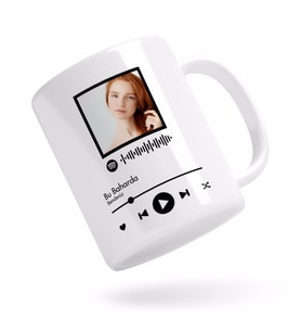 BK Gift Kişiye Özel Spotify Barkodlu Fotoğraflı Beyaz Kupa Bardak