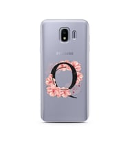Pembe Çiçekli Harf Tasarım Süper Şeffaf Silikon Telefon Kılıfı Samsung J4 Q-Harf