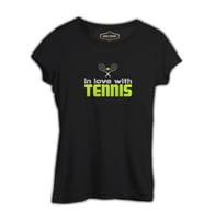 Tenis - In Love With Siyah Kadın Tshirt