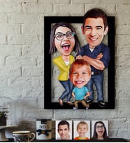 BK Gift Kişiye Özel Aile Karikatürlü 3D Ahşap Tablo-1