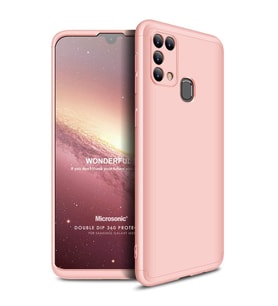 Microsonic Samsung Galaxy M31 Kılıf Double Dip 360 Protective Rose Gold