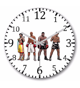 Boxing Boxers Boks Duvar Saati Bombeli Gercek Cam