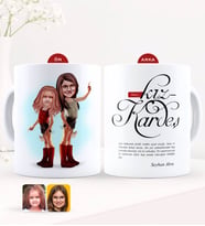 BK Gift Kişiye Özel Karikatürlü Kız Kardeş Beyaz Kupa Bardak-5