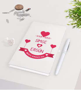 BK Gift Kişiye Özel Sevgililer Günü Beyaz Defter Kalem Seti-52