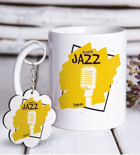 BK Gift Kişiye Özel Jazz Beyaz Kupa ve Anahtarlık Hediye Seti (Model 1)