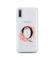 Pembe Çiçekli Harf Tasarım Süper Şeffaf Silikon Telefon Kılıfı Samsung A70 Q-Har