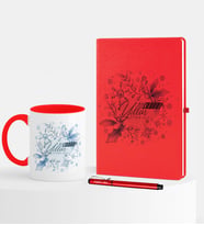 BK Gift Kişiye Özel Yılbaşı Mutlu Yıllar Temalı Kırmızı Defter Kalem Kupa Seti - 12