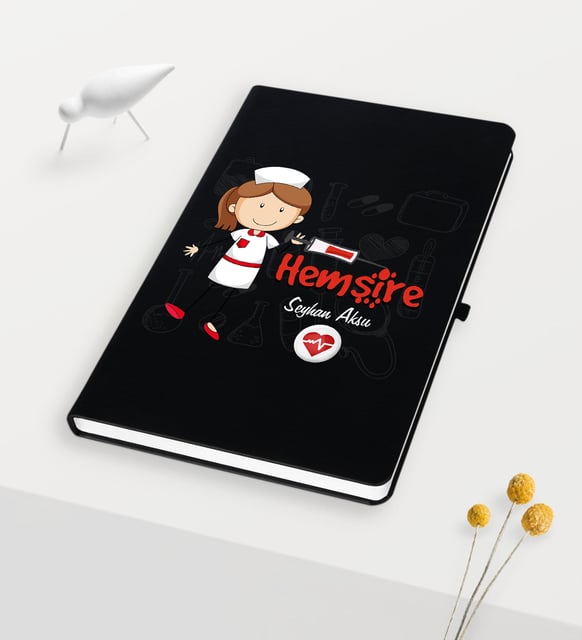 BK Gift Kişiye Özel Hemşire Temalı Siyah Defter - 5