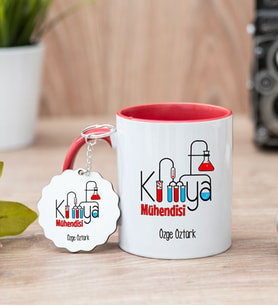Kimya Mühendisi Kırmızı Kupa Bardak Ve Anahtarlık Set