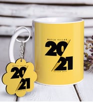 BK Gift Kişiye Özel 2024 Mutlu Yıllar Beyaz Kupa ve Anahtarlık Hediye Seti-9 (Model 1)