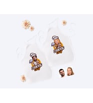 BK Gift Kişiye Özel İkili Erkek ve Kadın Chef Karikatürlü Beyaz Mutfak Önlüğü Seti-15