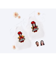 BK Gift Kişiye Özel İkili Erkek ve Kadın Chef Karikatürlü Beyaz Mutfak Önlüğü Seti-11
