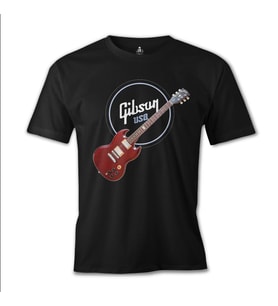 Gitar - Gibson - USA Siyah Erkek Tshirt