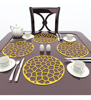 KUK Design Voronoi 4'lü 33 cm Ahşap Amerikan Servis Supla (Sarı)