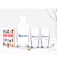 BK Gift Kişiye Özel Renkli Baskılı Bursa Tasarımlı Turistik İkili Rakı Bardağı Karaf ve Cep Kitabı Hediye Seti-2 (Model 1)