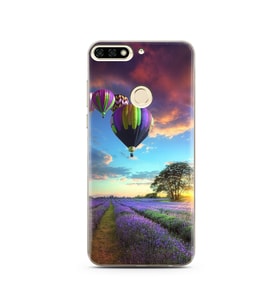 Lavanta Bahçesi Tasarımlı Süper Şeffaf Silikon Telefon Kılıfı Huawei Honor 7c-Y7
