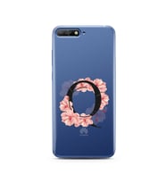 Pembe Çiçekli Harf Tasarım Süper Şeffaf Silikon Telefon Kılıfı Huawei Y6 2018 Q-