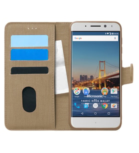 Microsonic General Mobile GM8 Kılıf Fabric Book Wallet Gold