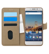 Microsonic General Mobile GM8 Kılıf Fabric Book Wallet Gold