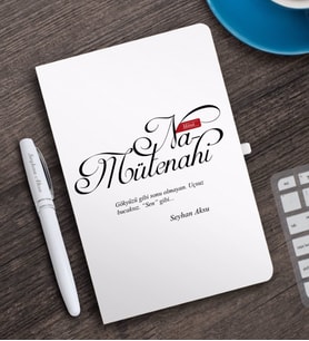 BK Gift Kişiye Özel Mânâ Namütenahi Beyaz Defter ve Kalem Hediye Seti
