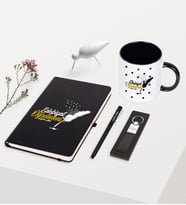 BK Gift Kişiye Özel Edebiyat Öğretmeni Temalı Siyah Defter Kalem Anahtarlık Kupa Seti - 2
