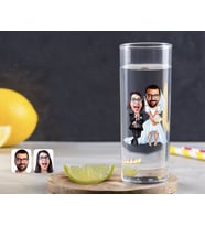 BK Gift Kişiye Özel Renkli Baskılı Sevgililer Karikatürlü Vodka Bardağı-16 (Beyaz)