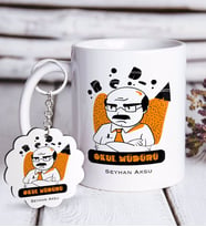 BK Gift Kişiye Özel Okul Müdürü Beyaz Kupa ve Anahtarlık Hediye Seti-2 (Model 1)