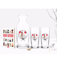 BK Gift Kişiye Özel Renkli Baskılı İsimli Fotoğraflı İkili Rakı Bardağı Karaf ve Cep Kitabı Hediye Seti-26 (Model 1)