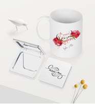BK Gift Kişiye Özel Benim Güzel Annem Beyaz Kupa Ayna Seti (Model 1)