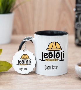 Jeoloji Mühendisi Siyah Kupa Bardak Ve Anahtarlık Set