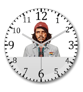 Hipster Che Guevera Duvar Saati Bombeli Gercek Cam