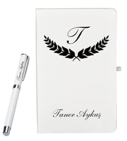 Kişiye Özel Hazırlanmış Şık Hediye Defter Ve Roller Kalem Seti (Beyaz)