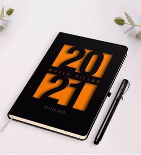 BK Gift Kişiye Özel 2024 Mutlu Yıllar Siyah Defter ve Kalem Hediye Seti-7 (Siyah)