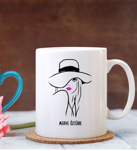 BK Gift Kişiye Özel Bayan Moda Tasarımı Beyaz Kupa Bardak - 5
