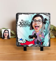 BK Gift Kişiye Özel Bayan Fotoğraf Sanatçısı Karikatürlü Dekoratif Doğal Taş  1