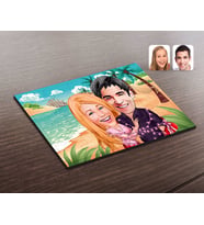 BK Gift Kişiye Özel Sevgililer Karikatürlü Ahşap Puzzle-2