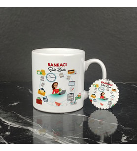 Bankacı Kupa Bardak ve Anahtarlık Set 001
