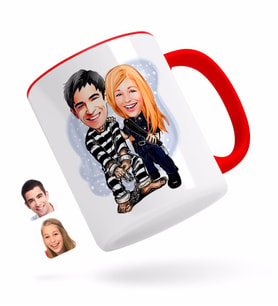 BK Gift Kişiye Özel Sevgililer Karikatürlü Kırmızı Kupa Bardak-7