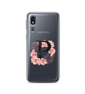 Pembe Çiçekli Harf Tasarım Süper Şeffaf Silikon Telefon Kılıfı Samsung A2 Core P