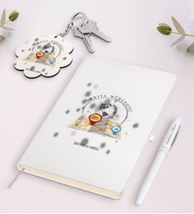 BK Gift Kişiye Özel Harita Mühendisi Beyaz Defter Kalem Ve Anahtarlık Hediye Seti-1 (Model 1)