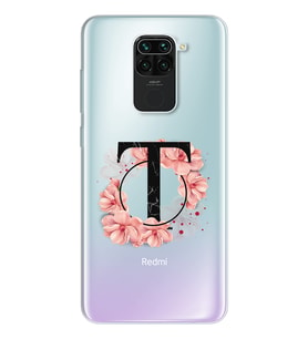 Pembe Çiçekli Harf Tasarım Süper Şeffaf Silikon Telefon Kılıfı Xiomai Redmi Note