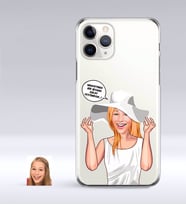 BK Gift Kişiye Özel Bayan Kolay Yetişmiyor Karikatürlü iPhone 11 Pro İnce Şeffaf Silikon Telefon Kapağı-6 (Beyaz)