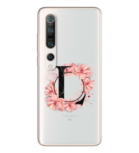 Pembe Çiçekli Harf Tasarım Süper Şeffaf Silikon Telefon Kılıfı Xiomai Mi10- Mi 1