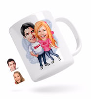 BK Gift Kişiye Özel Sevgililer Karikatürlü Beyaz Kupa Bardak-5