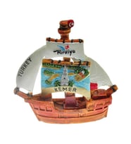 Hdmarketim Antalya Kemer Temalı Dekoratif Polyester Gemi Biblo 5923